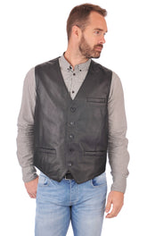Men Genuine Leather Waistcoat 07 SkinOutfit